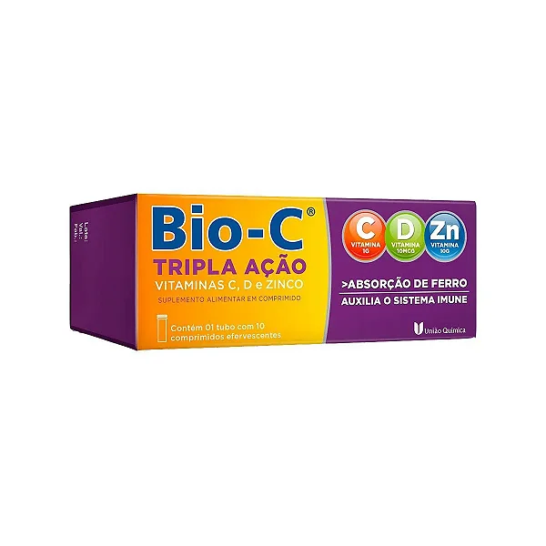 BIO C VITAMINA EFERVESCENTE TRIPLA AÇAO 10 COMPRIMIDOS