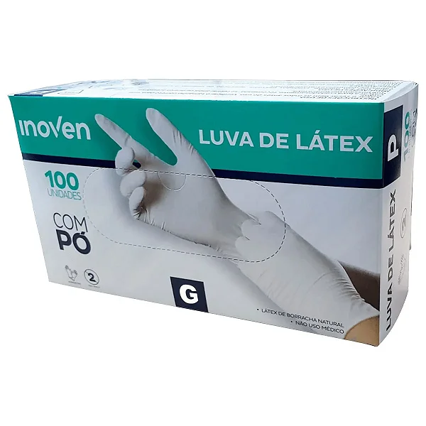 LUVA DESCARTAVEL LATEX G COM PÓ 100UN INOVEN