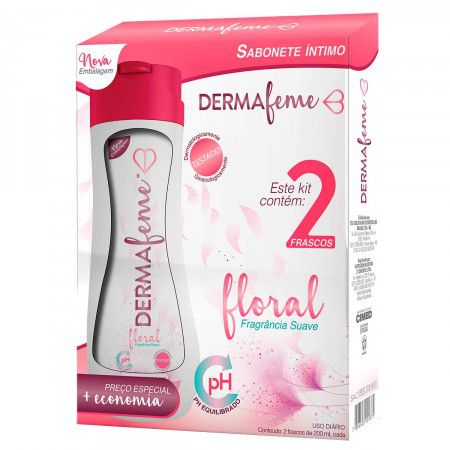 KIT SABONETE INTIMO DERMAFEME FLORAL 200ML CADA