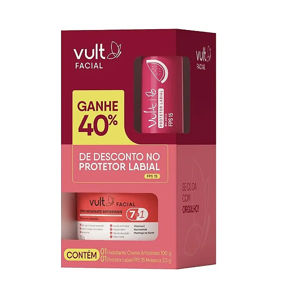 KIT VULT CREME FACIAL ANTISSINAIS 100G + BALM LABIAL MELANCIA FPS15 3,5G