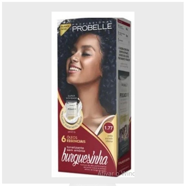TINTURA PROBELLE BURGUESINHA SEM AMONIA 1.77 PRETO AZULADO INTENSO