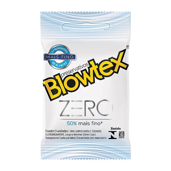 PRESERVATIVO BLOWTEX ZERO MAIS FINO COM 3 UNIDADES