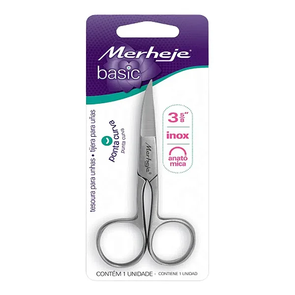 TESOURA DE UNHA MERHEJE BASIC PONTA CURVA