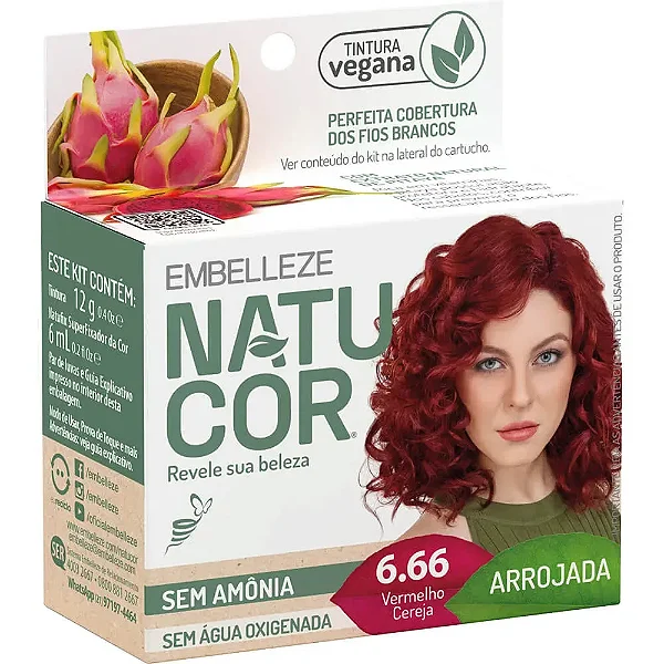 TINTURA NATUCOR 6.66 VERMELHO CEREJA ARROJADA