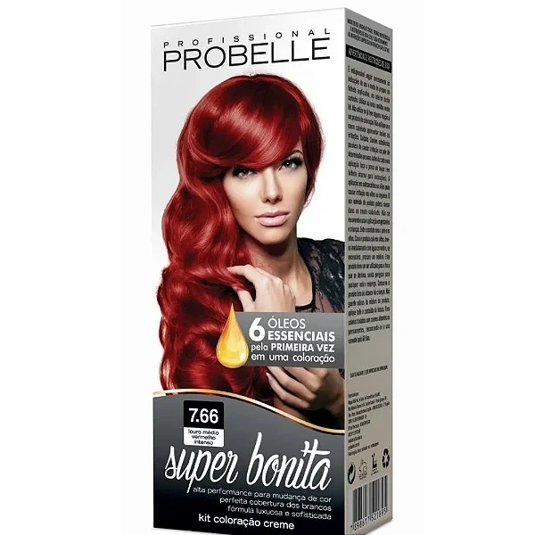 TINTURA PROBELLE BURGUESINHA 7.66 LOURO MEDIO VERMELHO INTENSO