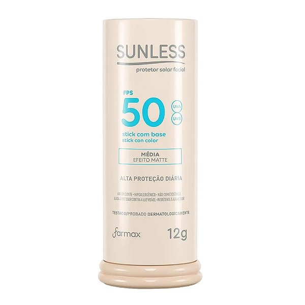 PROTETOR SOLAR FACIAL STICK SUNLESS FPS50 MEDIA  MATTE 12G