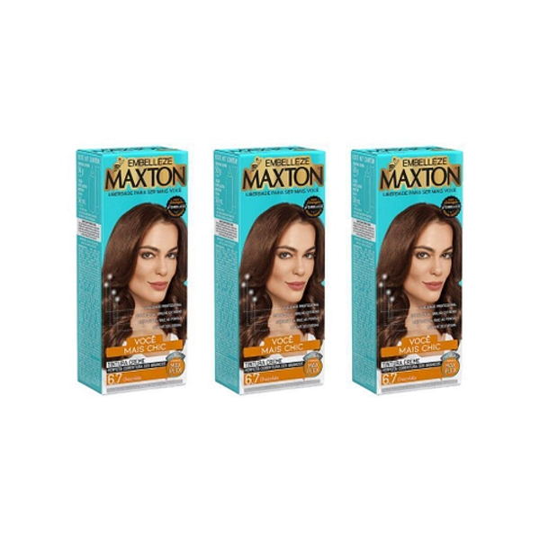KIT TINTURA MAXTON 6.7 CHOCOLATE C/3 UNIDADES