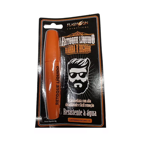RETOQUE LIQUIDO FLASH ON BARBA E BIGODE 3.0 CASTANHO ESCURO