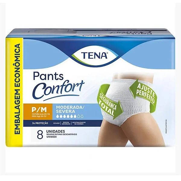 FRALDA GERIATRICA TENA PANTS CONFORT 8UN P/M