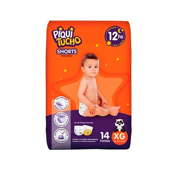 FRALDA PIQUITUCHO SHORTS VESTE FACIL JUMBINHO  TAM XG 14 UINI