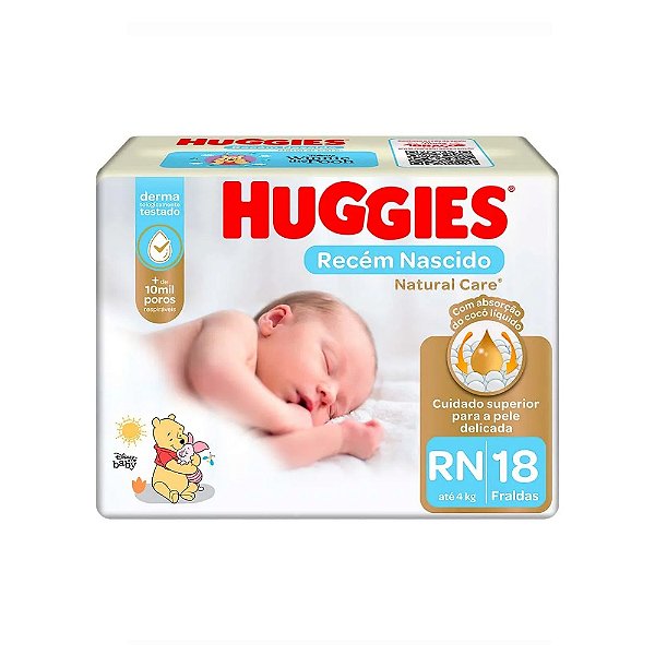 FRALDA HUGGIES NATURAL  CARE JUMBO RN 18UN