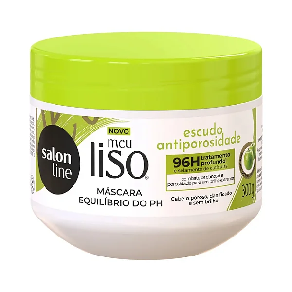 MASCARA SALON LINE MEU LISO MAÇA VERDE ESCUDO ANTIPOROSIDADE 300G
