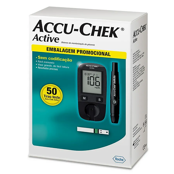 APARELHO ACCU-CHEK ACTIVE 50 TIRAS PROMOCIONAL