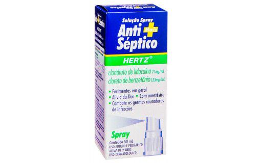 ANTISSEPTICO HERTZ SPRAY COM  ANESTESICO 50ML HERTZ