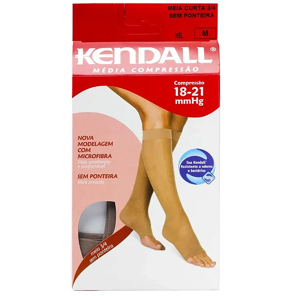 MEIA KENDALL MEDIA COMPRESSÃO 3/4 CURTA MEL M S/PONTEIRA