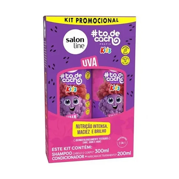 KIT SH + COND SALON LINE 300ML TO DE CACHO KIDS UVA