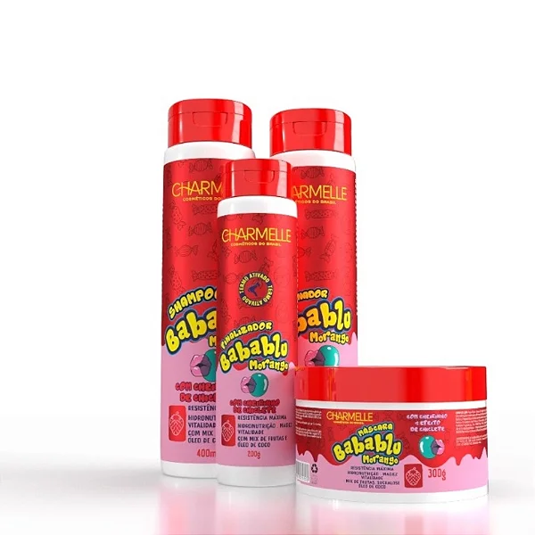 KIT BABABLU MORANGO SHAMPOO 400ML+ CONDICIONADOR 400ML+ MASCARA 300G+ FINALIZADOR