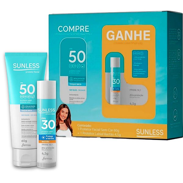 KIT FPS50 SEM COR+PROTETOR  LABIAL FPS30 4,5G SUNLESS