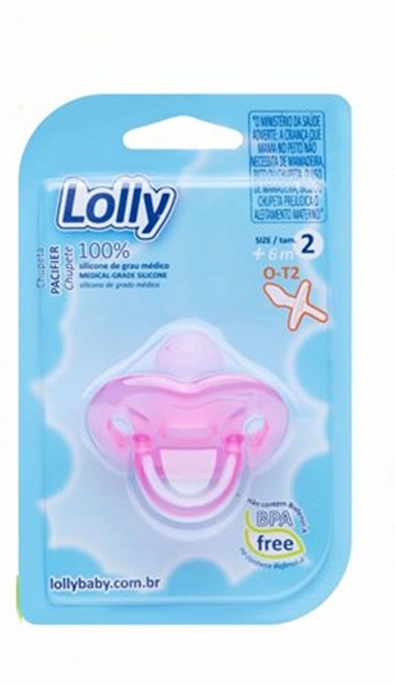 CHUPETA LOLLY 100  SILICONE ORTODONTICA ROSA TAM:2
