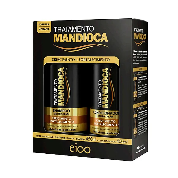 KIT EICO TRAT.MANDIOCA SHAMPOO 450ML + CONDICIONADOR 400ML