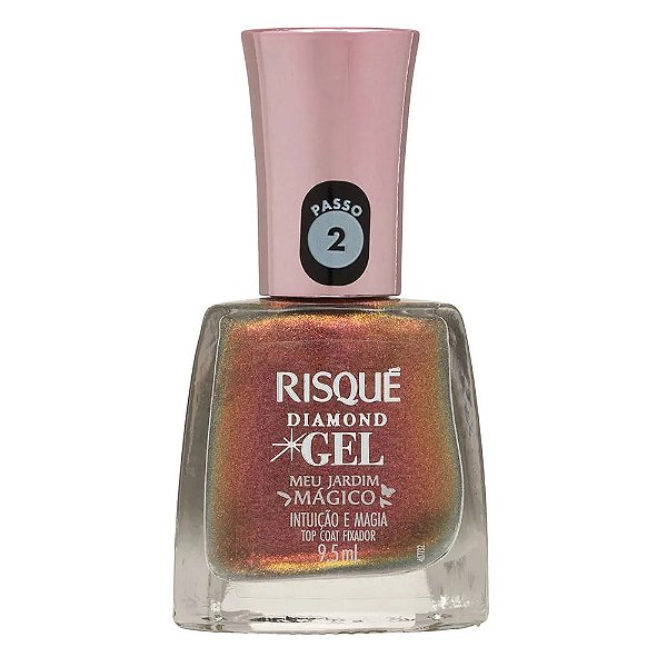 ESMALTE RISQUE DIAMOND GEL MEU JARDIM MAGICO TOP COAT INTUICAO MAGIA 9,5ML