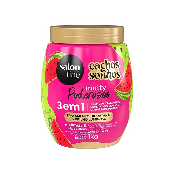 CREME  TRATAMENTO CACHOS DOS SONHOS  SALON LINE MULTY PODEROSOS MELANCIA 1KG