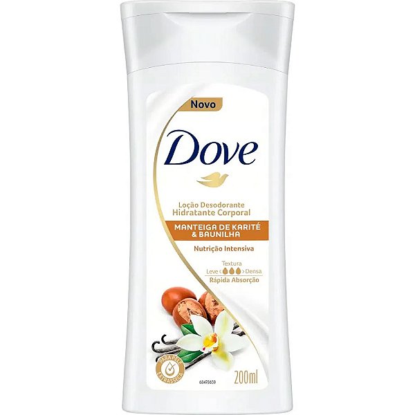LOÇÃO CORPORAL DOVE MANTEIGA DE KARITE  BAUNILHA 200ML