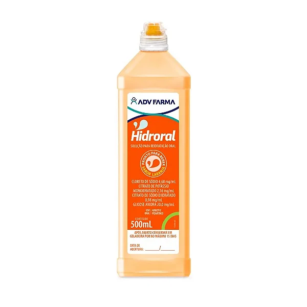 SORO PARA REIDRATACAO ORAL  HIDRORAL 500ML LARANJA