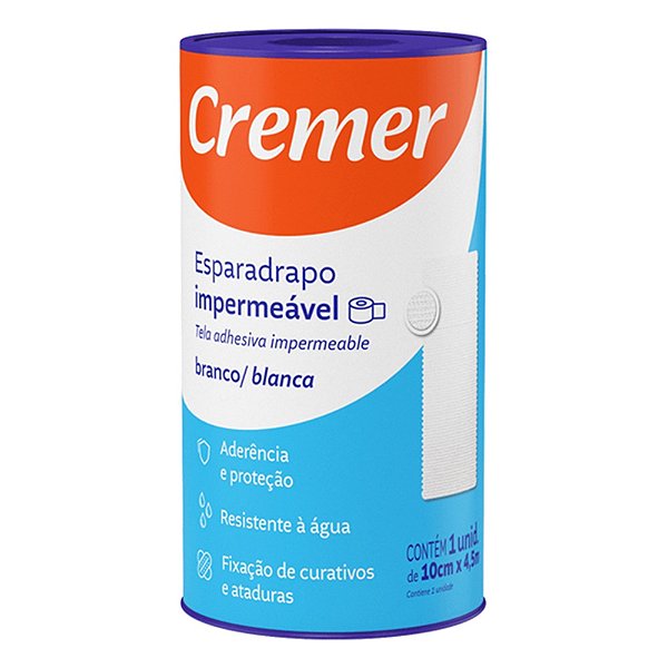 Esparadrapo Impermeavel Branco Cremer 10cmx4.5m