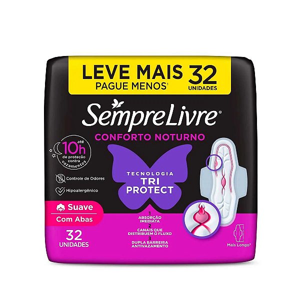 Absorvente Sempre Livre Adapt Plus Dia Noite Suave Abas 32un