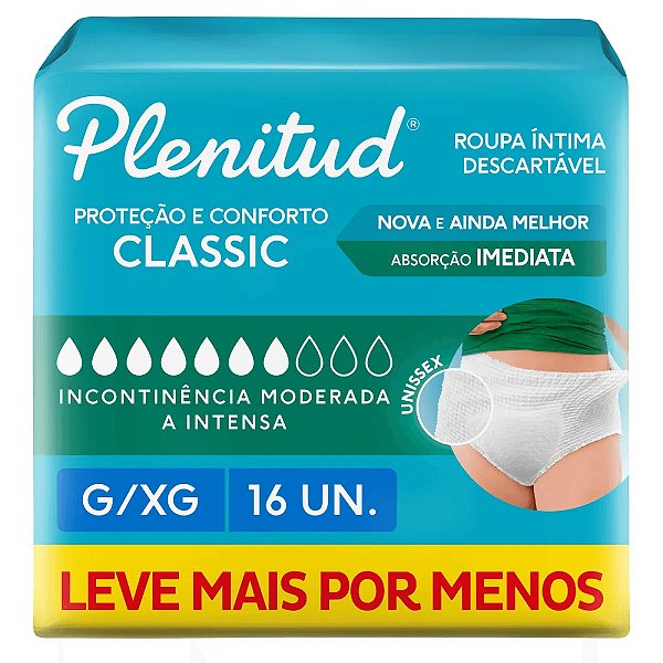FRALDA PLENITUD ADULTO CLASSIC G/XG  16 UNIDADES
