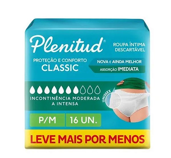 FRALDA PLENITUD ADULTO CLASSIC P/ M 16 UNIDADES