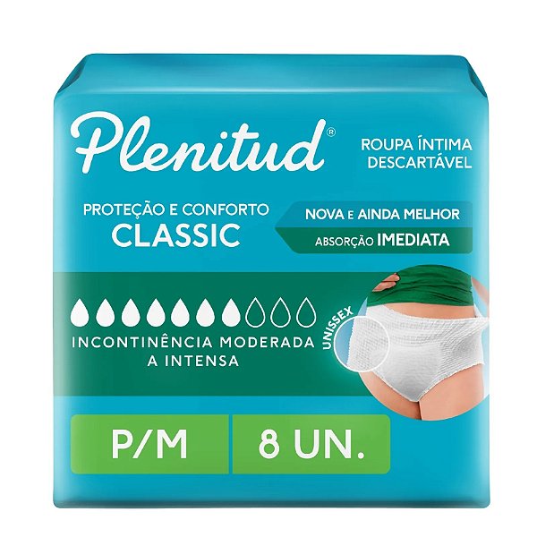 FRALDA  PLENITUD ADULTO CLASSIC P/ M 8 UNIDADES