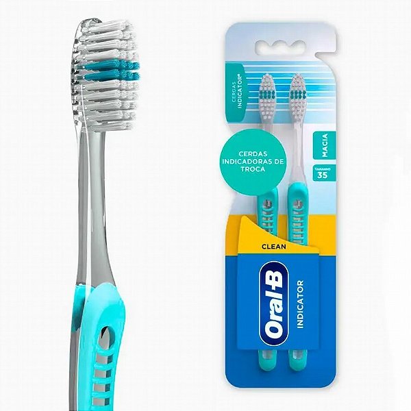 KIT ESCOVA DENTAL ORAL B INDICATOR PLUS MACIA 40 C/ 2 UNIDADES