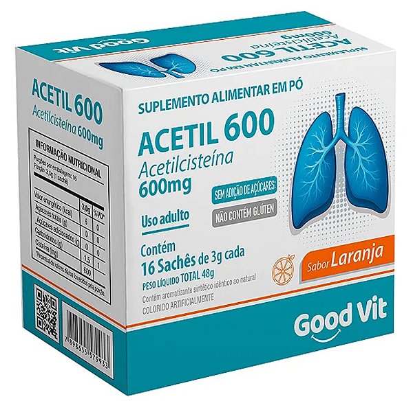 GOOD VIT ACETIL 600MG 16 SACHES LARANJA