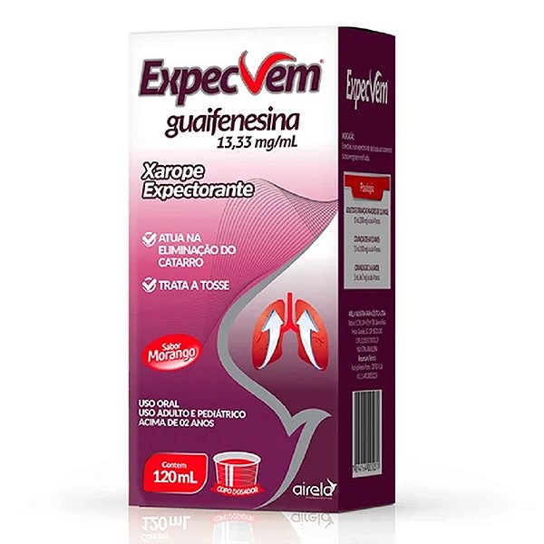 EXPECVEM GUAIFENISINA 120ML MORANGO AERELA