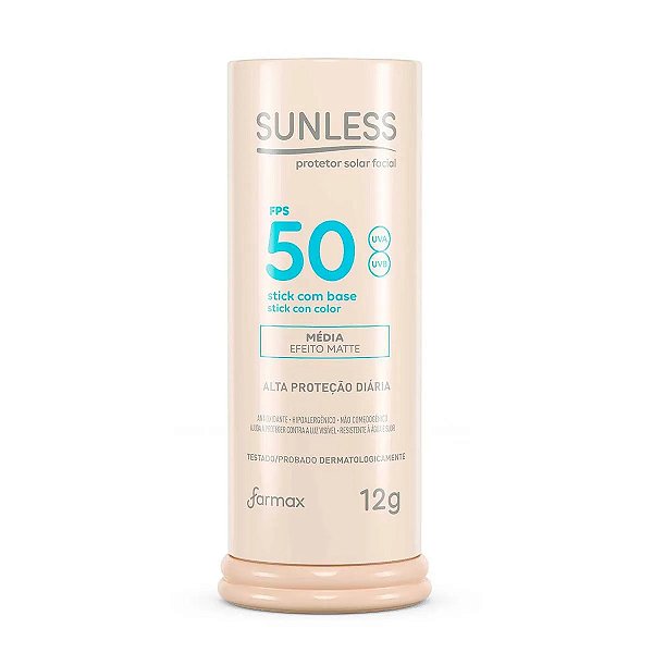 PROTETOR SOLAR FACIAL STICK SUNLESS FPS50 EXTRA CLARA MATTE 12G