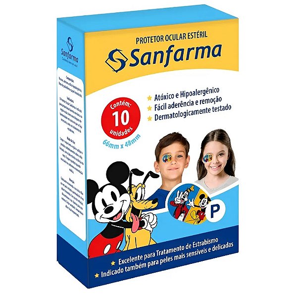 Protetor Ocular Sanfarma Mickey E Minnie Tamanho P 10un