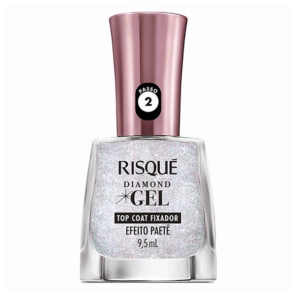 ESMALTE RISQUE DIAMOND GEL TOP COAT EFEITO PAETE 9,5ML