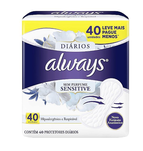ABS ALWAYS PROTETOR DIARIO S/PERFUME  HIPOALERGENICO 40UN