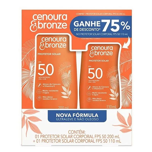 KIT PROTETOR SOLAR CENOURA & BRONZE FACIAL FPS50