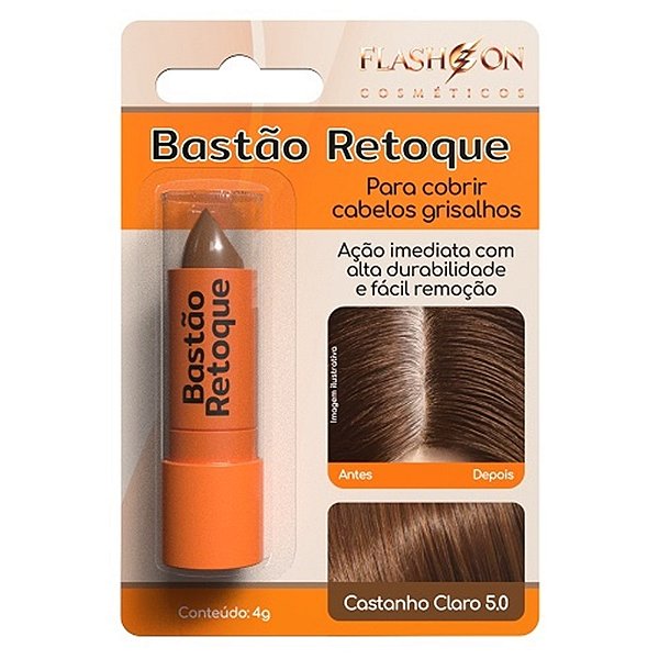 BASTAO RETOQUE CAPILAR FLASH ON 5.0 CASTANHO CLARO 4G