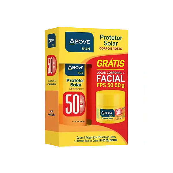 KIT PROTETOR SOLAR ABOVE SUN 150ML FPS50 + FACIAL FPS 50 50G