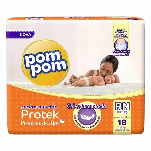 FRALDA POMPOM PROTEK PROTECAO DE MAE JUMBO RN 18UN