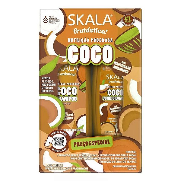 KIT SKALA SHAMPOO 325ML+CONDICIONADOR 200ML FRUTASTICA COCO