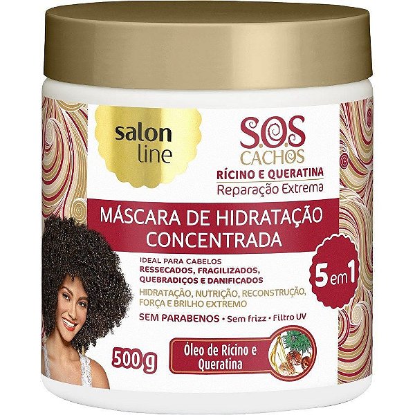 MASCARA DE HIDRATACAO S.O.S CACHOS RICINO E QUERATINA 500G