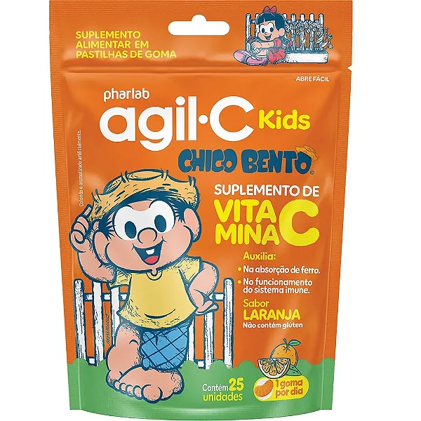 AGIL C KIDS LARANJA 25 GOMAS PHARLAB