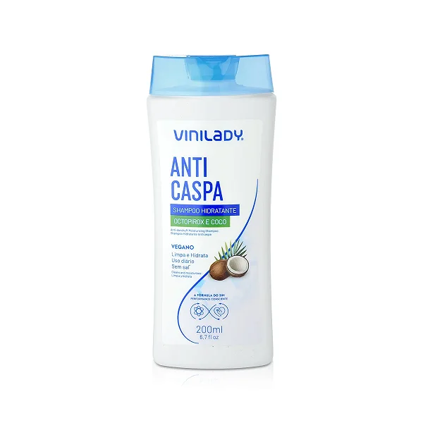 SHAMPOO VINILADY ANTICASPA HIDRATANTE 200ML OCTOPIROX E COCO