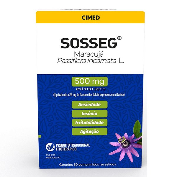 Sosseg Maracujá Passiflora Incarnata L 500mg 30Cpr Cimed