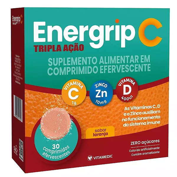 Energrip C Tripla Ação 1G Vitamina C + Zinco + D + 400Ui 30 cpr